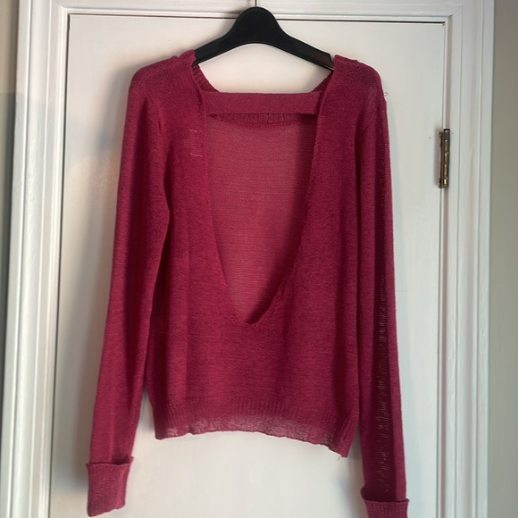 Super Down Rose Loose Knit Open Back Sweater S - Picture 2 of 8